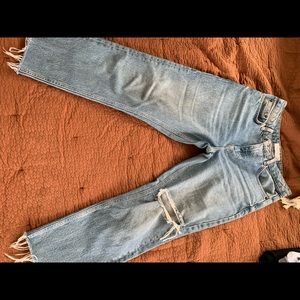Topshop distressed straight ankle jeans